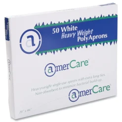 AmerCareRoyal 28 in. x 46 in. One Size Fits All Poly Apron - White (500/Carton)