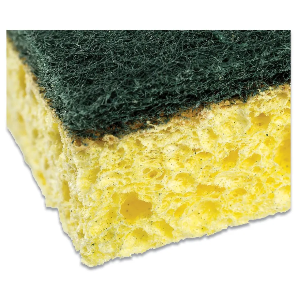 AmerCareRoyal 3.5 x 6 Heavy-Duty Scrubbing Sponge - Yellow/Green (20/Carton)