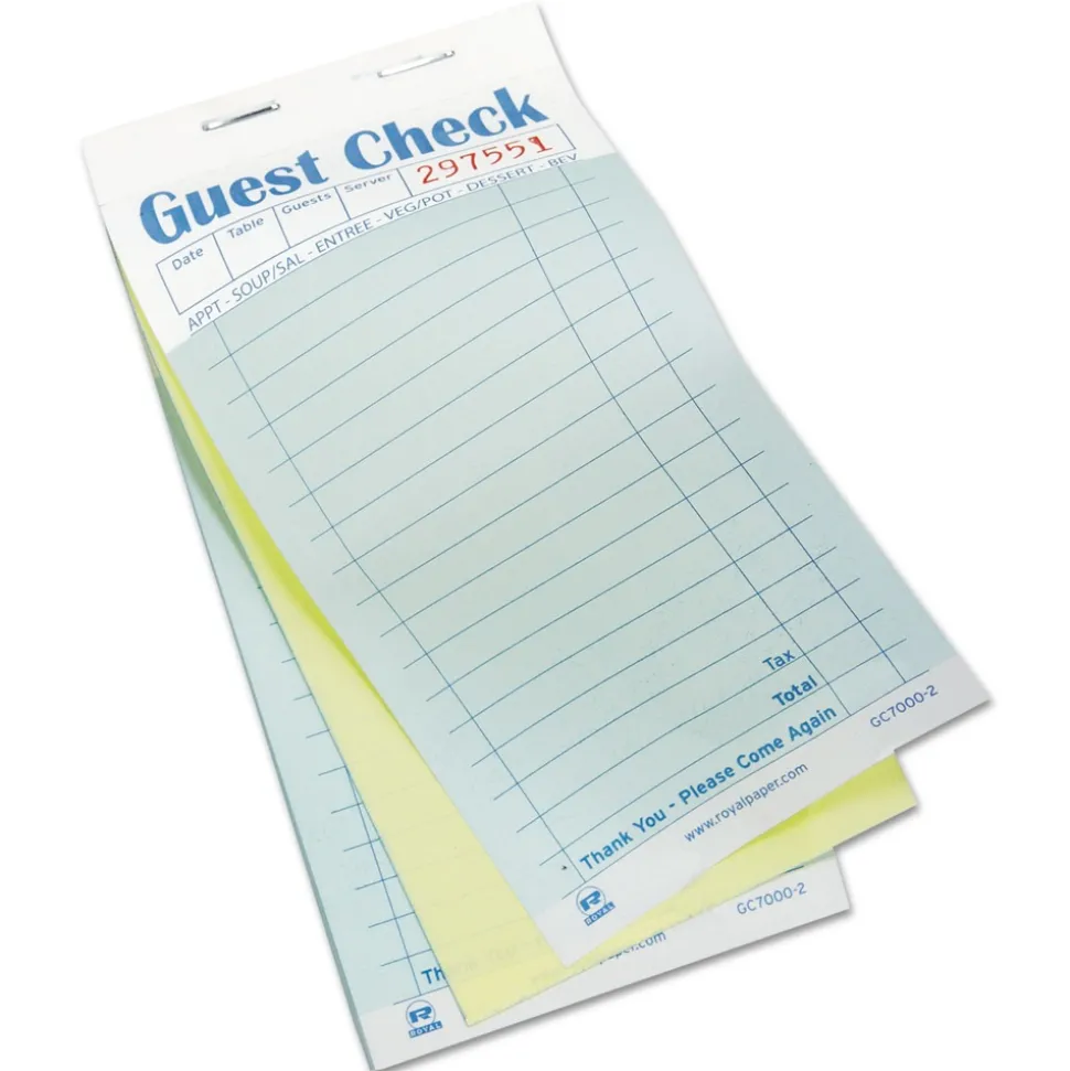 AmerCareRoyal 3.6 x 6.7 Two-Part Carbonless 17-Line Guest Check Pad (2500/Carton)