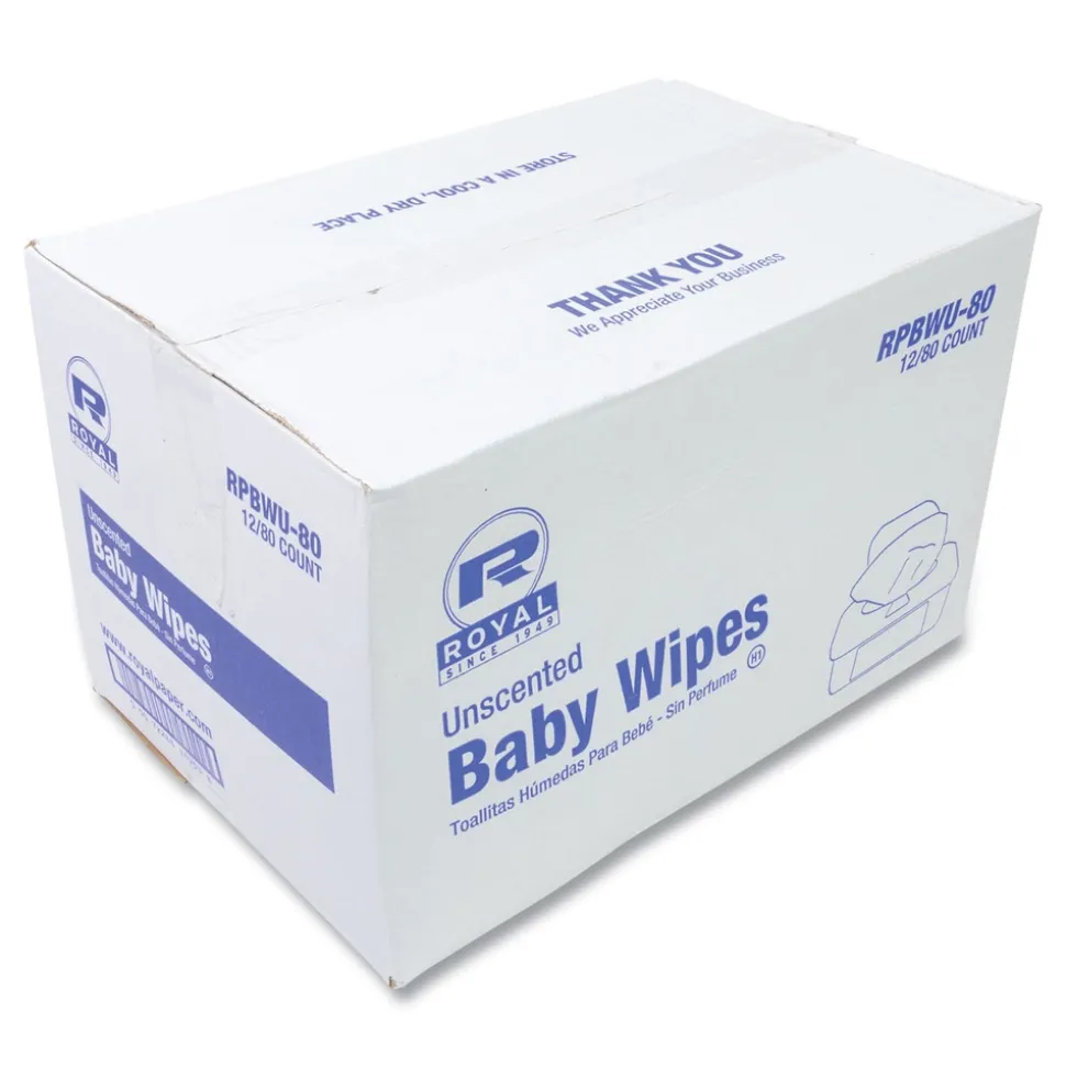 AmerCareRoyal Baby Wipes Tub - Unscented/White (960/Carton)