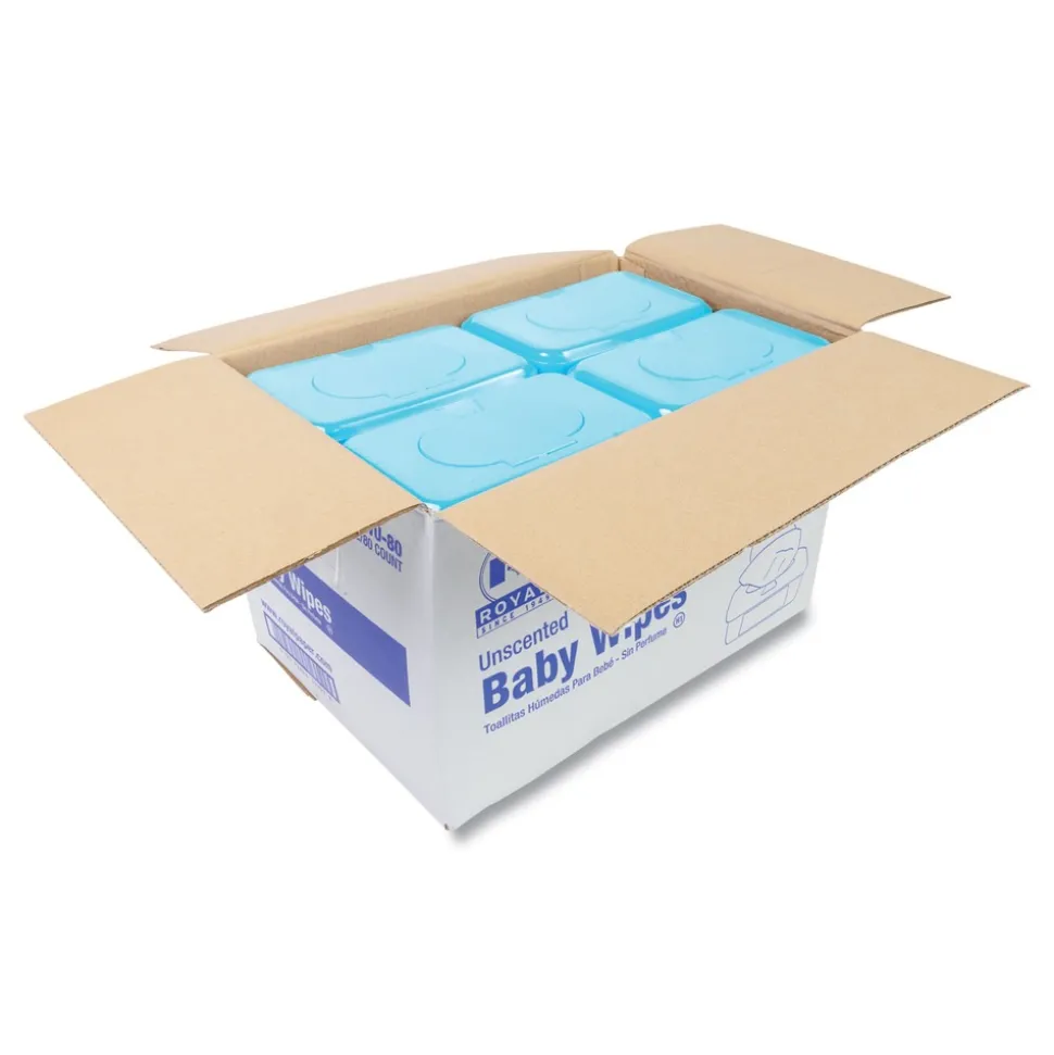 AmerCareRoyal Baby Wipes Tub - Unscented/White (960/Carton)