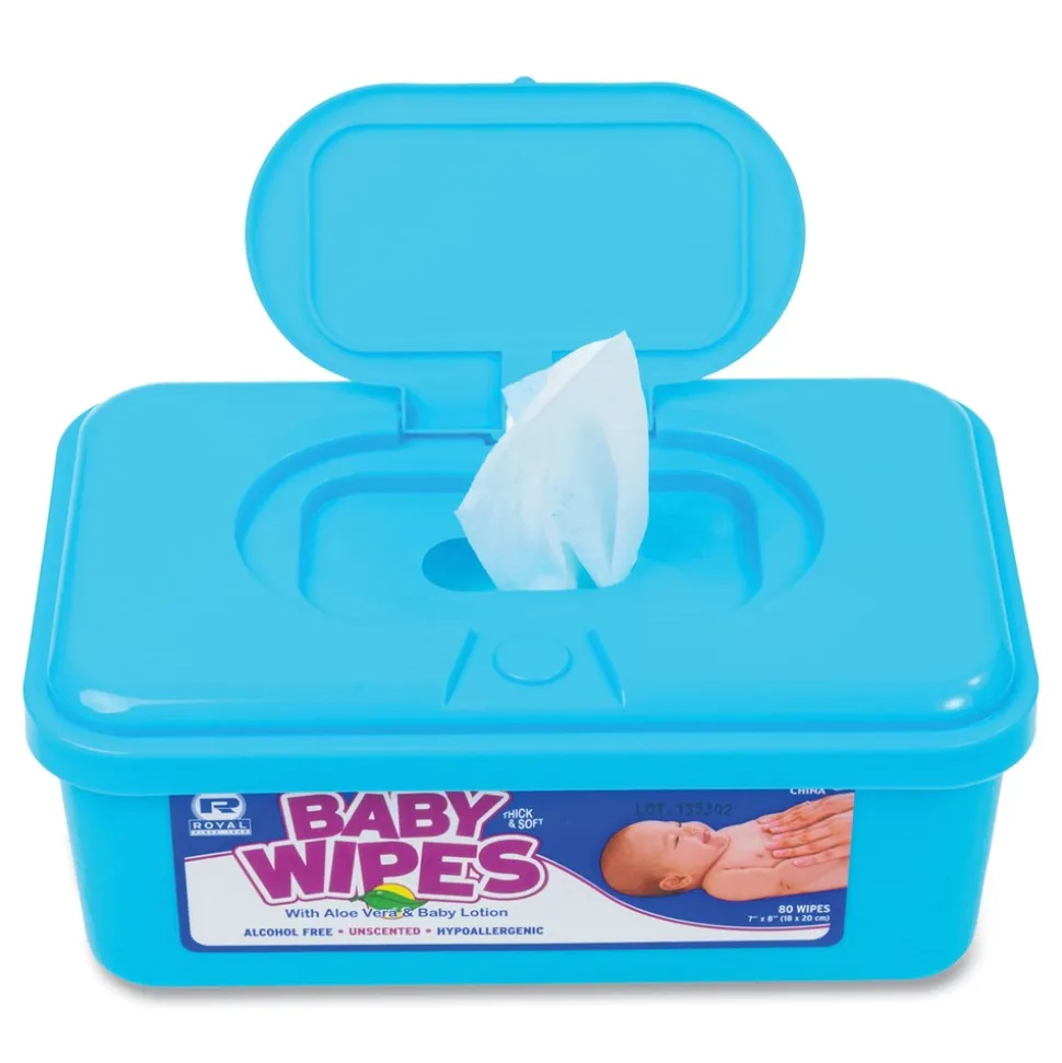 AmerCareRoyal Baby Wipes Tub - Unscented/White (960/Carton)