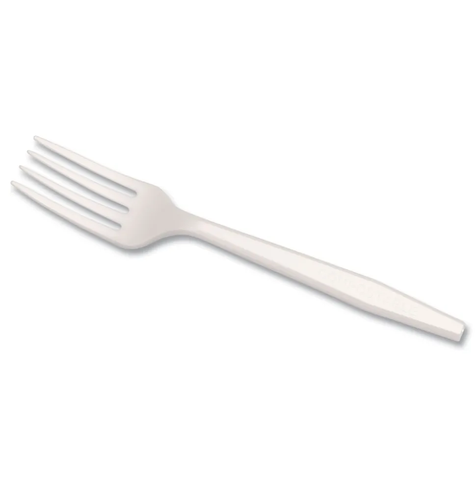 AmerCareRoyal Plastic Fork Heavyweight CPLA Cutlery - White (1000/Carton)