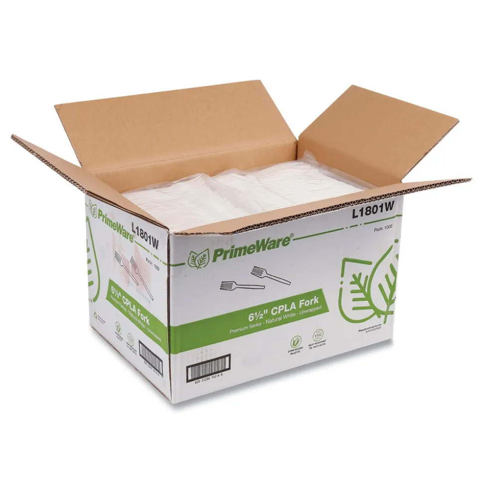 AmerCareRoyal Plastic Fork Heavyweight CPLA Cutlery - White (1000/Carton)