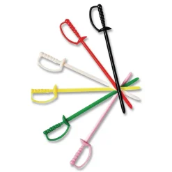AmerCareRoyal RPP RP147 3.25 in. Plastic Sword Picks - Assorted Colors (10000/Carton)