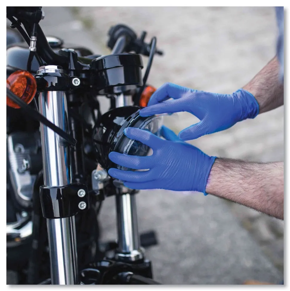 Ammex 9.5 in. 6 mil Heavy-Duty Industrial Nitrile Gloves - X-Large/Royal Blue (1000/Carton)