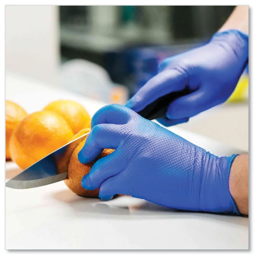 Ammex 9.5 in. 6 mil Heavy-Duty Industrial Nitrile Gloves - X-Large/Royal Blue (1000/Carton)