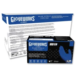 Ammex 9.5 in. 6 mil Heavy-Duty Industrial Nitrile Gloves - XX-Large/Royal Blue (1000/Carton)