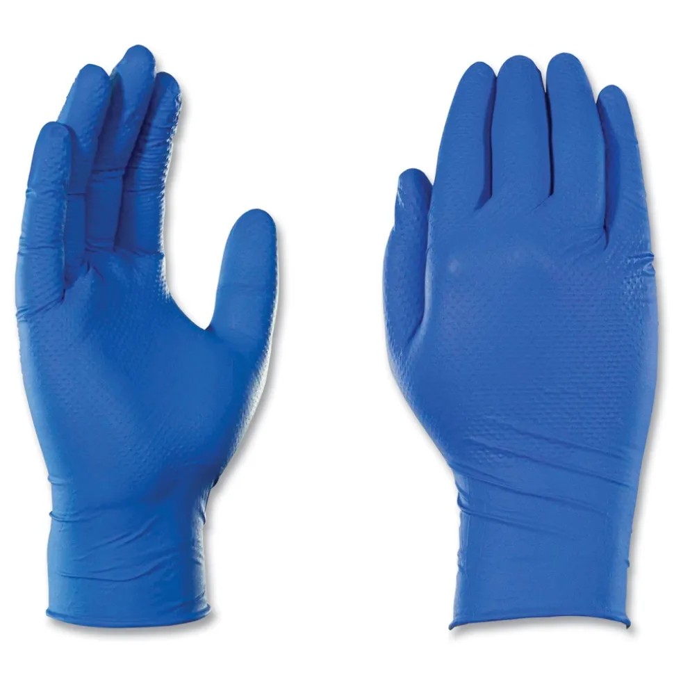 Ammex 9.5 in. 6 mil Heavy-Duty Industrial Nitrile Gloves - Large/Royal Blue (1000/Carton)