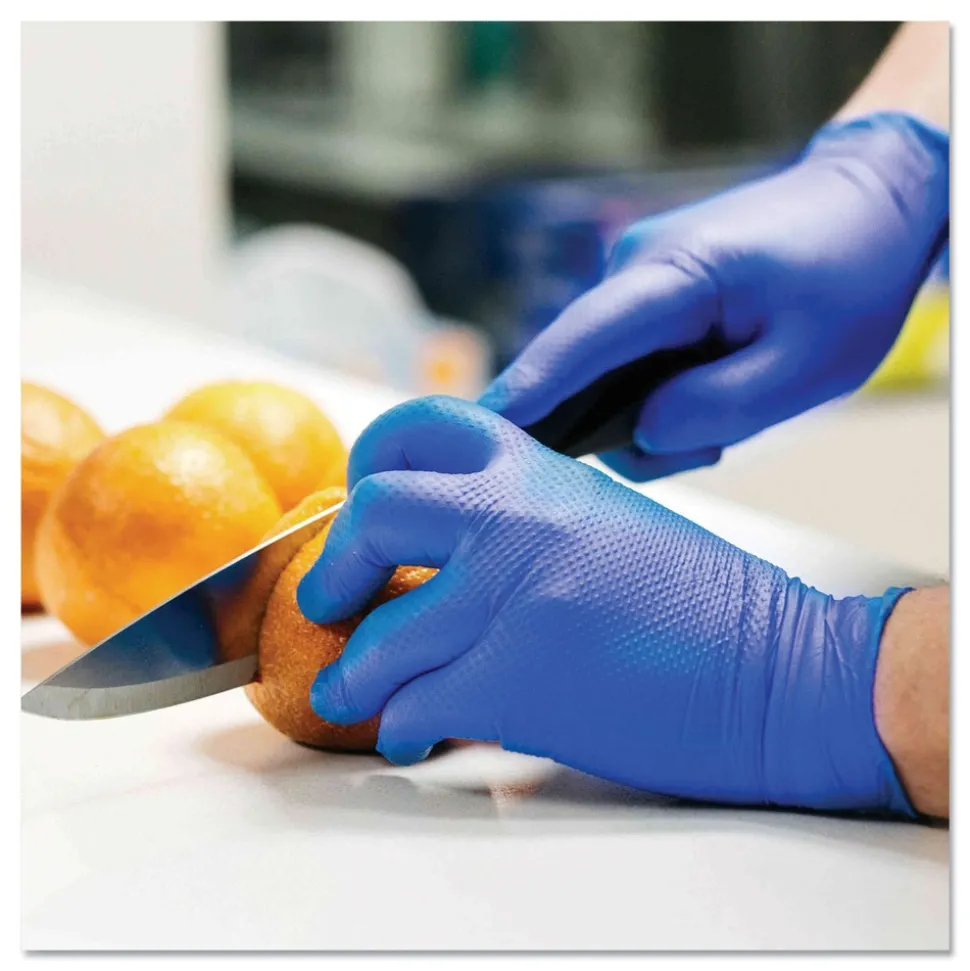Ammex 9.5 in. 6 mil Heavy-Duty Industrial Nitrile Gloves - Large/Royal Blue (1000/Carton)
