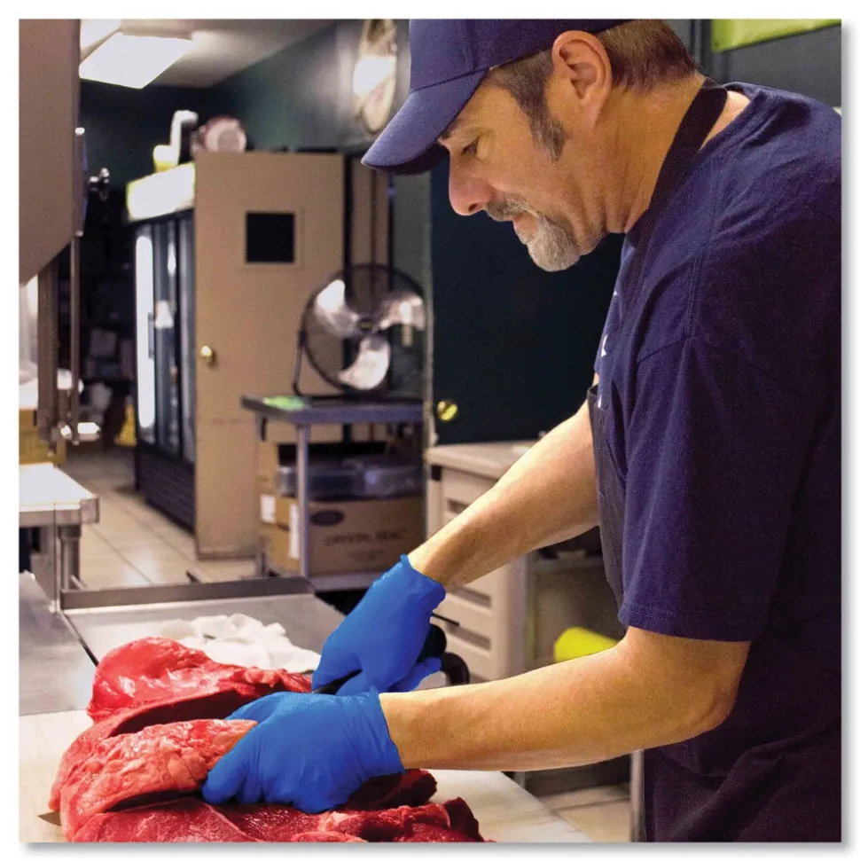 Ammex 9.5 in. 6 mil Heavy-Duty Industrial Nitrile Gloves - Large/Royal Blue (1000/Carton)