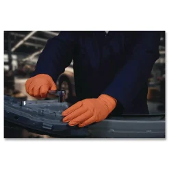 Ammex 9.06 in. 6 mil Ultra Industrial Flock-Lined Nitrile Disposable Gloves - X-Large/Orange (500/Carton)
