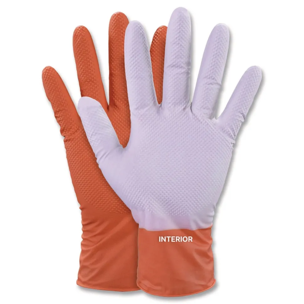 Ammex 9.06 in. 6 mil Ultra Industrial Flock-Lined Nitrile Disposable Gloves - X-Large/Orange (500/Carton)