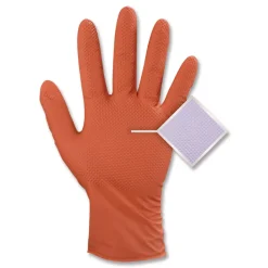 Ammex 9.06 in. 6 mil Ultra Industrial Flock-Lined Nitrile Disposable Gloves - XX-Large/Orange (500/Carton)
