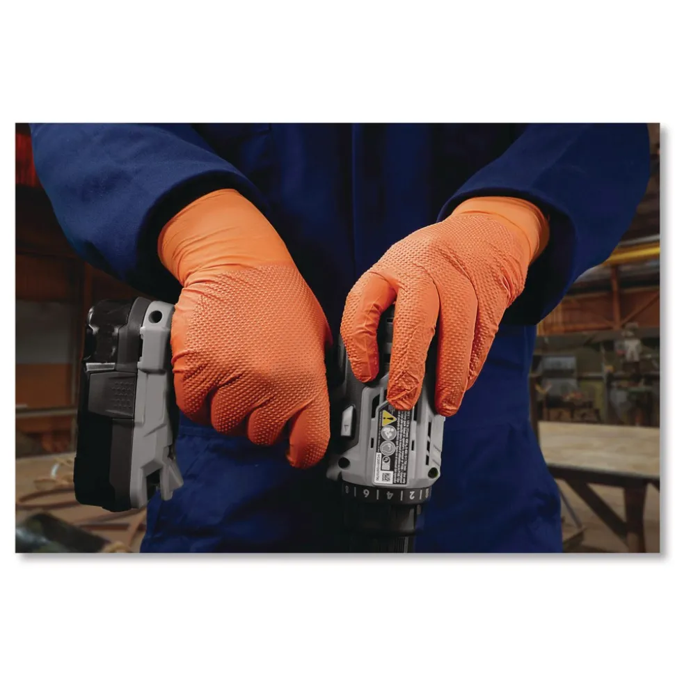 Ammex 9.06 in. 6 mil Ultra Industrial Flock-Lined Nitrile Disposable Gloves - XX-Large/Orange (500/Carton)