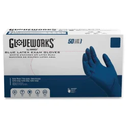 Ammex 11.6 in. Long 13 mil Powder-Free Latex Exam Gloves - Large/Blue (500/Carton)