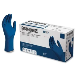 Ammex 11.6 in. Long 13 mil Powder-Free Latex Exam Gloves - Large/Blue (500/Carton)