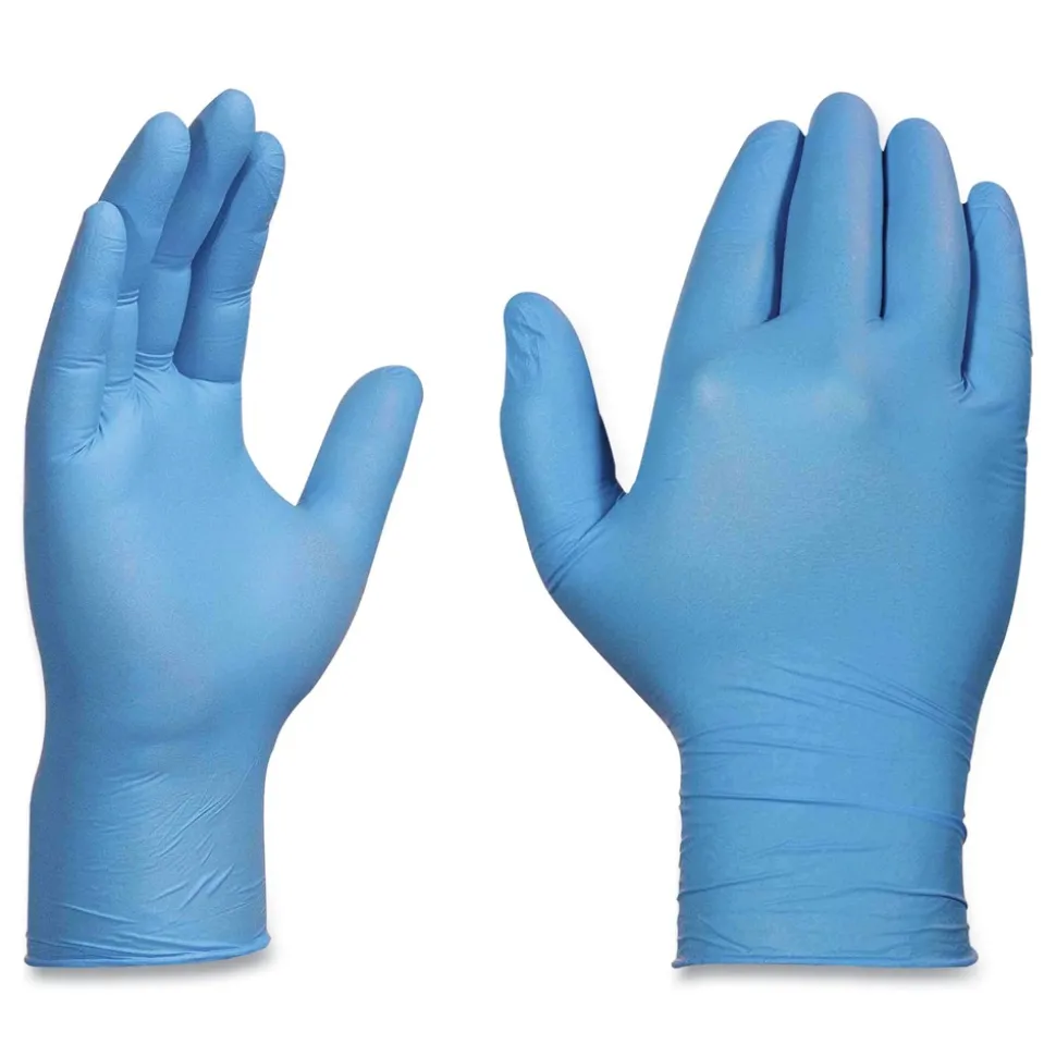 Ammex 9.5 in. Long 3 mil Powder-Free Nitrile Exam Gloves - Medium/Light Blue (1000/Carton)