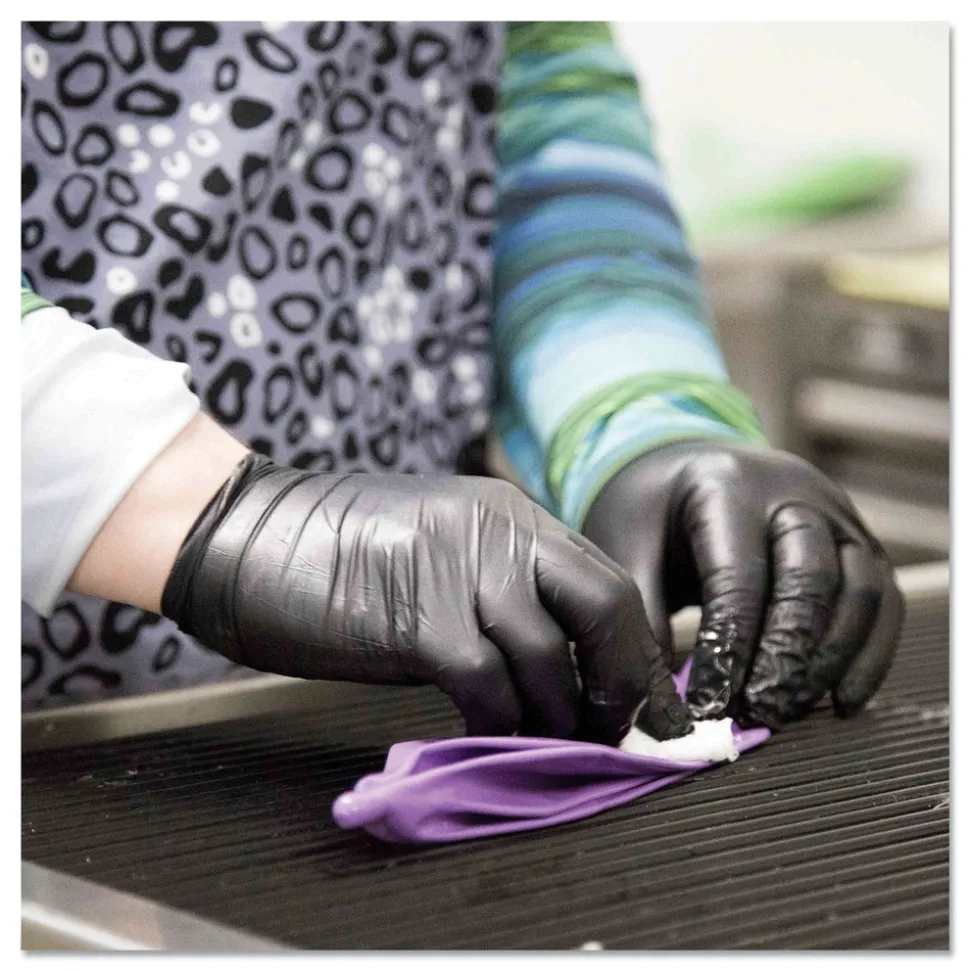 Ammex 9.5 in. Long 3 mil Powder-Free Nitrile Exam Gloves - Medium/Black (1000/Carton)