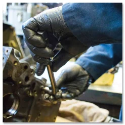 Ammex 9.5 in. Long 3 mil Powder-Free Industrial Nitrile Gloves - Large/Black (1000/Carton)