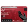 Ammex 9.5 in. Long 3 mil Powder-Free Industrial Nitrile Gloves - Small/Black (1000/Carton)