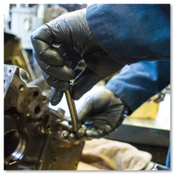 Ammex 9.5 in. Long 3 mil Powder-Free Industrial Nitrile Gloves - Small/Black (1000/Carton)