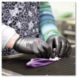 Ammex 9.5 in. Long 3 mil Powder-Free Nitrile Exam Gloves - Large/Black (1000/Carton)