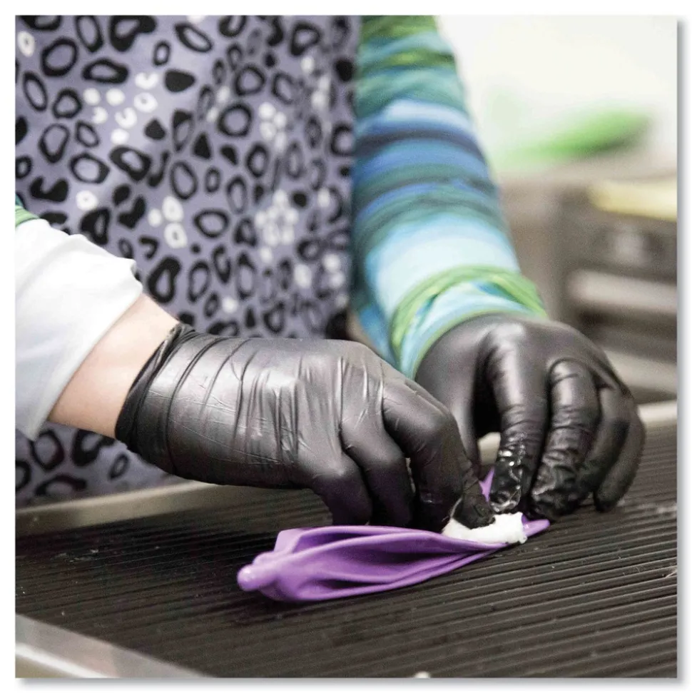 Ammex 9.5 in. Long 3 mil Powder-Free Nitrile Exam Gloves - Large/Black (1000/Carton)