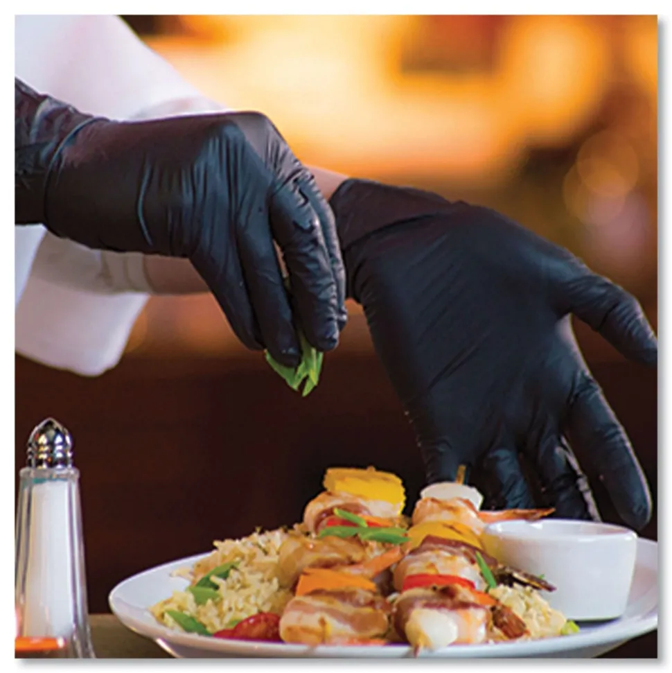 Ammex 9.5 in. Long 3 mil Powder-Free Industrial Nitrile Gloves - 2X-Large/Black (1000/Carton)