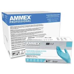 Ammex 9.5 in. Long 3 mil Powder-Free Nitrile Exam Gloves - Large/Light Blue (1000/Carton)