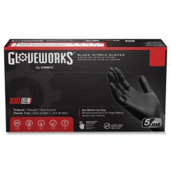 Ammex 9.5 in. Long 5 mil Powder-Free Industrial Nitrile Gloves - Large/Black (1000/Carton)