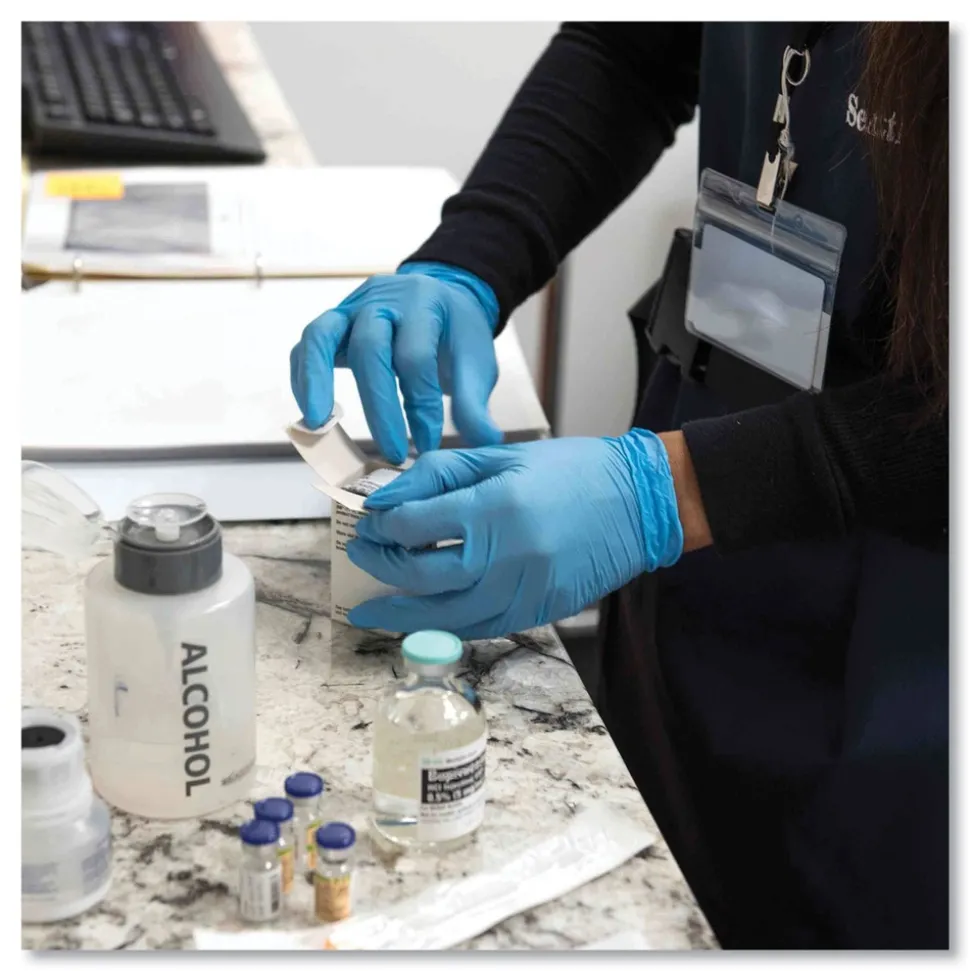 Ammex 9.5 in. Long 3 mil Powder-Free Nitrile Exam Gloves - Small/Light Blue (1000/Carton)