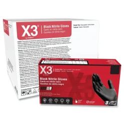 Ammex 9.5 in. Long 3 mil Powder-Free Industrial Nitrile Gloves - Medium/Black (1000/Carton)