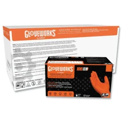 Ammex 8 mil Heavy-Duty Industrial Powder-Free Nitrile Gloves - Small, Orange (1000/Carton)
