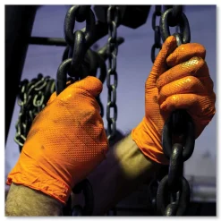 Ammex 8 mil Heavy-Duty Industrial Powder-Free Nitrile Gloves - Small, Orange (1000/Carton)
