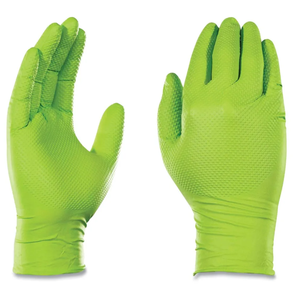 Ammex 8 mil Heavy-Duty Industrial Powder-Free Nitrile Gloves - X-Large, Green (1000/Carton)