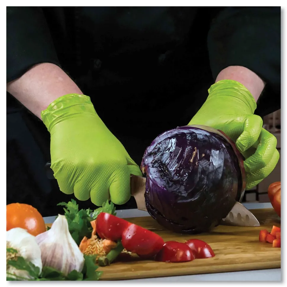 Ammex 8 mil Heavy-Duty Industrial Powder-Free Nitrile Gloves - X-Large, Green (1000/Carton)