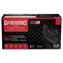 Ammex 6 mil Heavy-Duty Industrial Powder-Free Nitrile Gloves - Medium, Black (1000/Carton)
