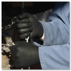 Ammex 6 mil Heavy-Duty Industrial Powder-Free Nitrile Gloves - Medium, Black (1000/Carton)
