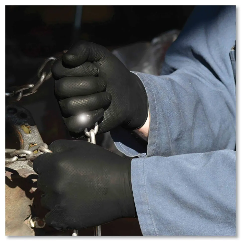 Ammex 6 mil Heavy-Duty Industrial Powder-Free Nitrile Gloves - Large, Black (1000/Carton)