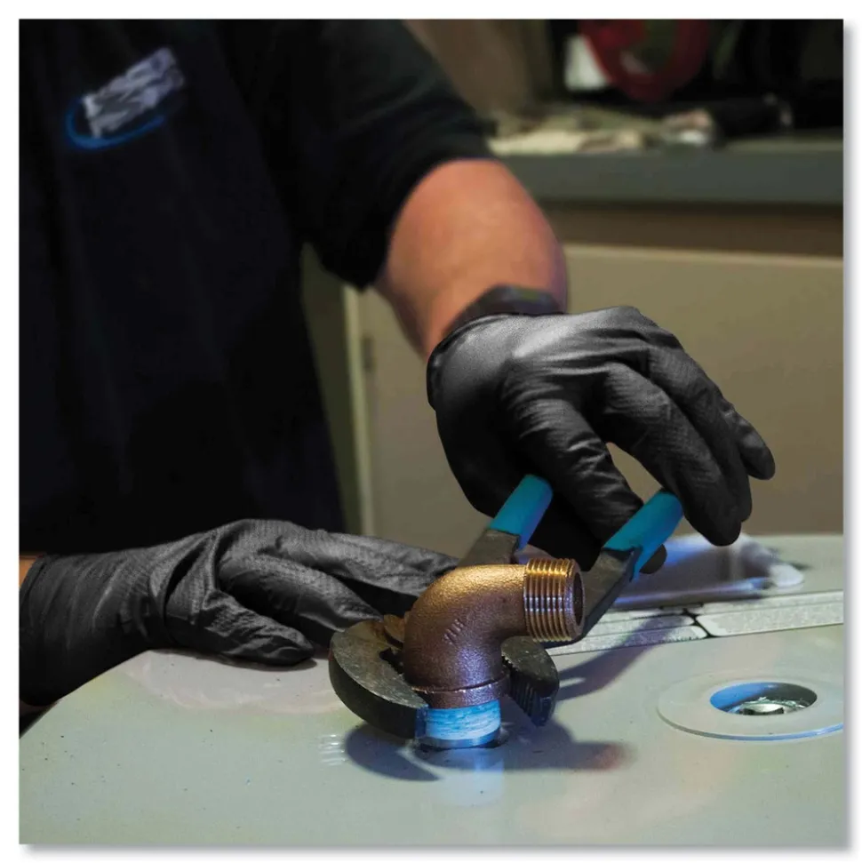 Ammex 6 mil Heavy-Duty Industrial Powder-Free Nitrile Gloves - Large, Black (1000/Carton)