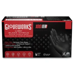 Ammex 6 mil Heavy-Duty Industrial Powder-Free Nitrile Gloves - X-Large, Black (1000/Carton)