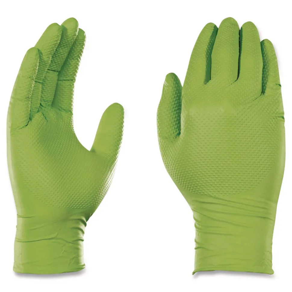Ammex 8 mil Heavy-Duty Industrial Powder-Free Nitrile Gloves - 2X-Large, Green (1000/Carton)