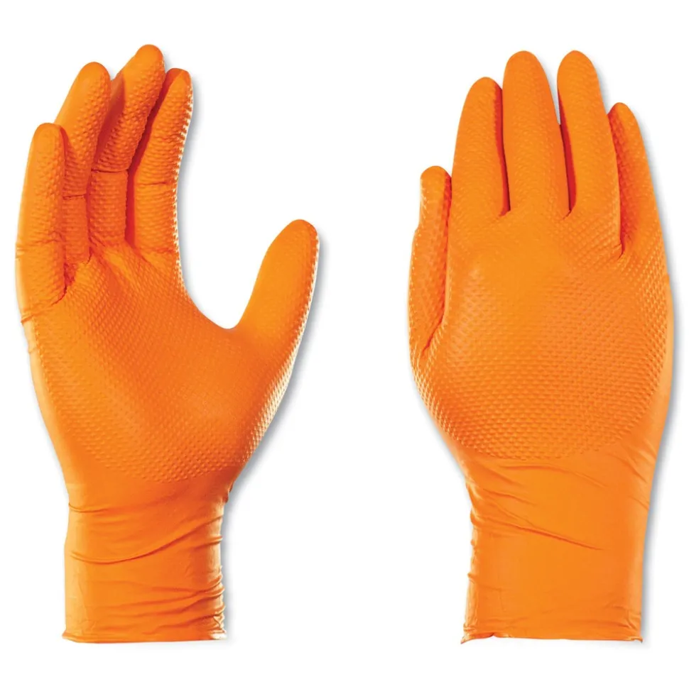 Ammex 8 mil Heavy-Duty Industrial Powder-Free Nitrile Gloves - X-Large, Orange (1000/Carton)