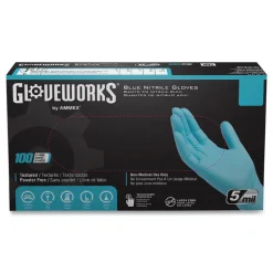 Ammex 5 mil Industrial Powder-Free Nitrile Gloves - X-Large, Blue (1000/Carton)