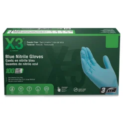 Ammex 3 mil Industrial Powder-Free Nitrile Gloves - Small, Blue (1000/Carton)