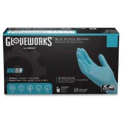 Ammex 5 mil Industrial Powder-Free Nitrile Gloves - Large, Blue (1000/Carton)