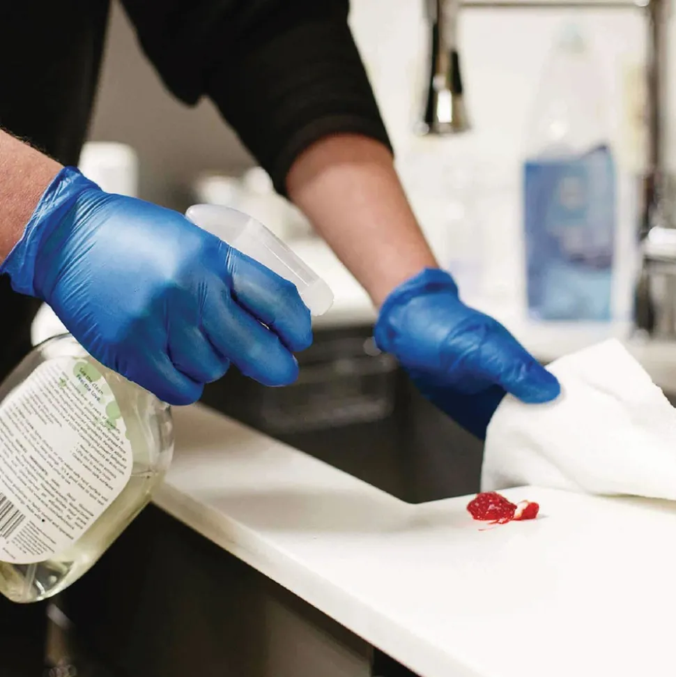 Ammex 3 mil Industrial Powder-Free Vinyl Gloves - Medium, Blue (1000/Carton)