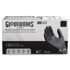 Ammex 6 mil Powder-Free Nitrile Exam Gloves - Small, Black (1000/Carton)