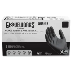 Ammex 6 mil Powder-Free Nitrile Exam Gloves - 2X-Large, Black (1000/Carton)